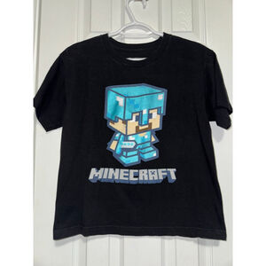 Boys Jinx Minecraft Diamond Armor Black Blue Short Sleeve Tee L​